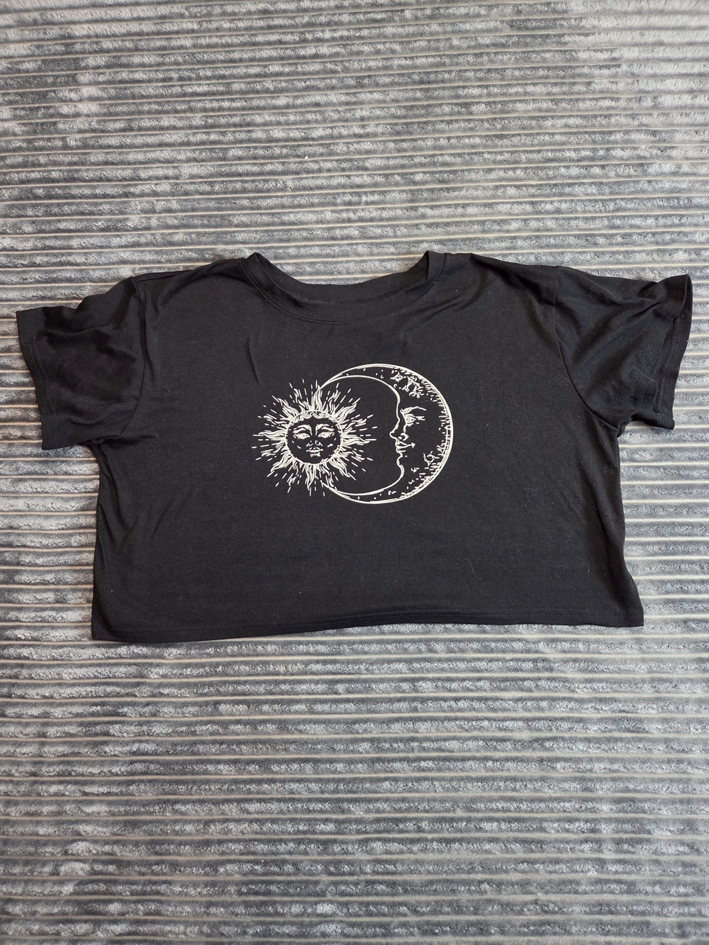 Black Sun & Moon Graphic Crop Top